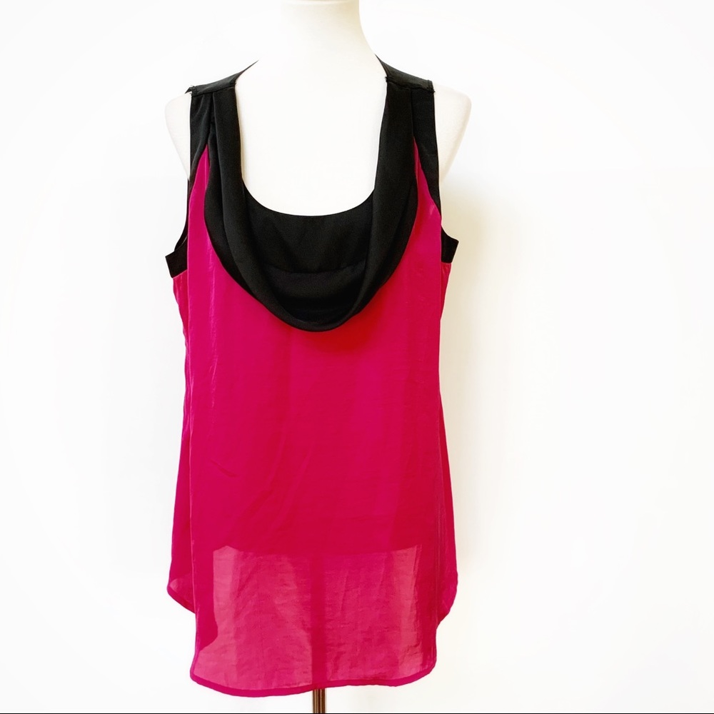 Motherhood Maternity Pink & Black Drape Front Tank
